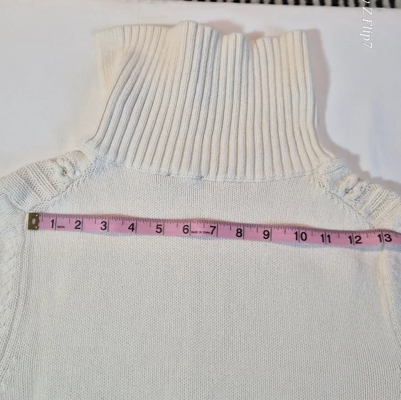 Talbot's Cream Cable Knit Turtleneck Sweater 100% Cotton - Picture 3 of 8